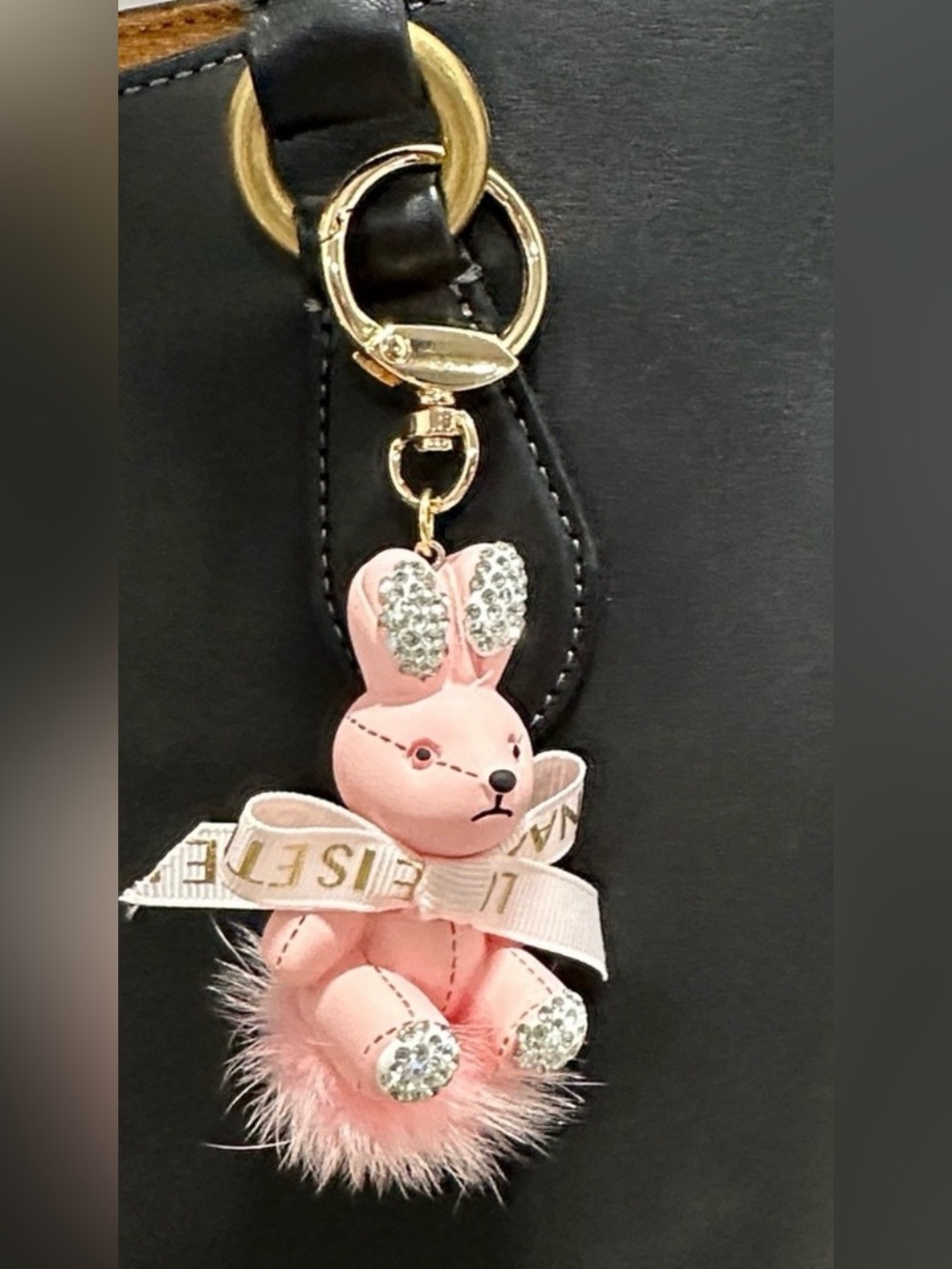 Bag Charm/Key Chain Pink Bunny with Sparkle Ear & Paw Accent! 🌸🐰 - Picture 2 of 3
